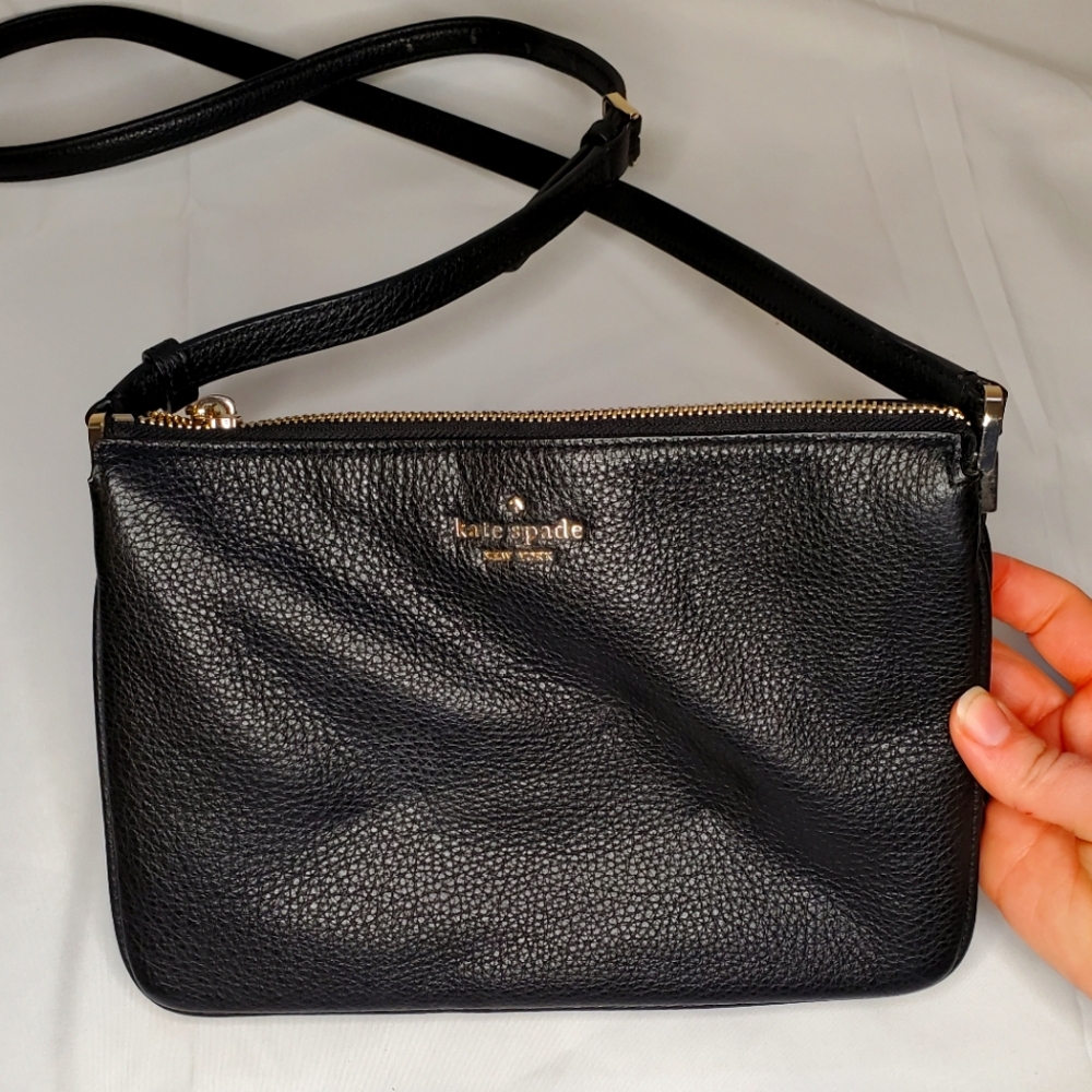 Kate Spade Jackson triple gusset crossbody purse handbag black